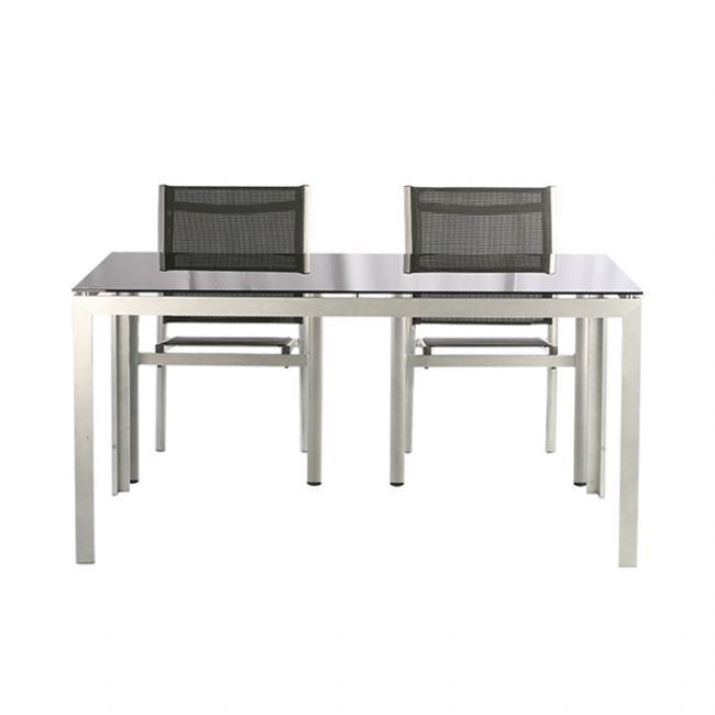 Ensemble de table à manger d'extérieur pour 6 personnes avec plateau en verre - 11D01G