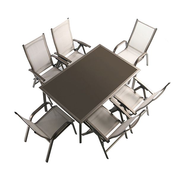 Ensemble table et chaises de jardin en textilène 7 pièces - 11D01H
