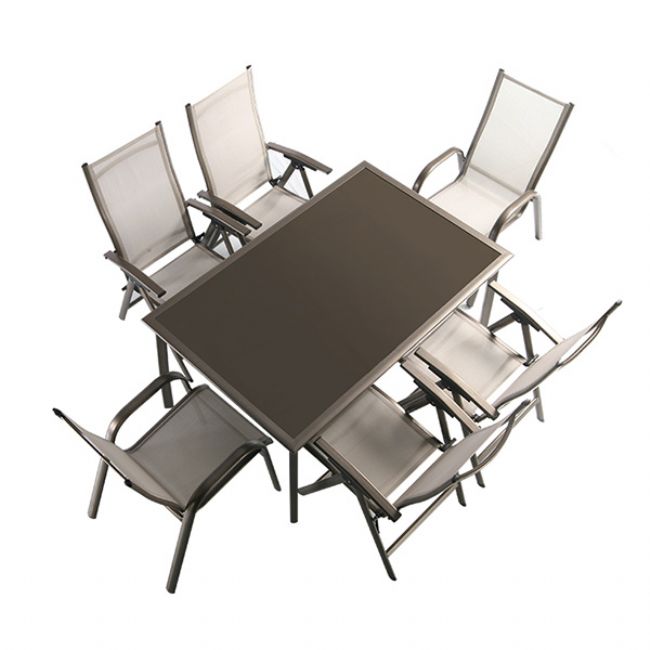 Ensemble table et chaises de jardin en textilène 7 pièces - 11D01H