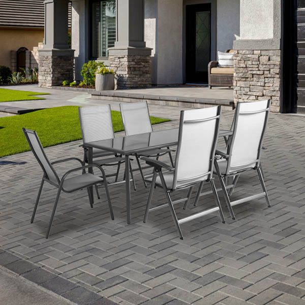 Ensemble table et chaises de jardin en textilène 7 pièces - 11D01H