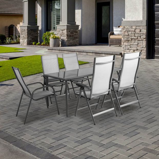 Ensemble table et chaises de jardin en textilène 7 pièces - 11D01H