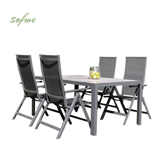 Ensemble de 5 meubles de salle à manger de jardin en aluminium - 11D01L