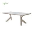 Table à manger rectangulaire d'extérieur en alliage d'aluminium pour 6 personnes, avec plateau en PS imitation bois - 11D26A