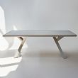 Table à manger rectangulaire d'extérieur en alliage d'aluminium pour 6 personnes, avec plateau en PS imitation bois - 11D26A