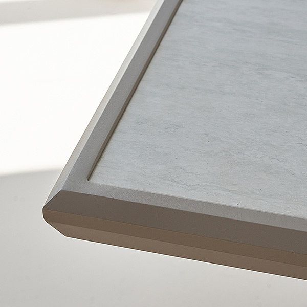 Table à manger rectangulaire d'extérieur en alliage d'aluminium pour 6 personnes, avec plateau en PS imitation bois - 11D26A