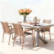 Table à manger rectangulaire d'extérieur en alliage d'aluminium pour 6 personnes, avec plateau en PS imitation bois - 11D26A
