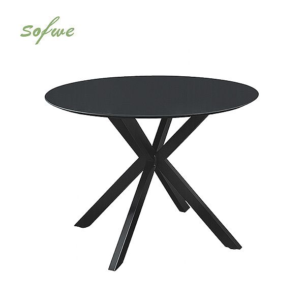 Table de salle à manger d'extérieur ronde avec plateau en verre dépoli imprimé de 5 mm - 11D26F