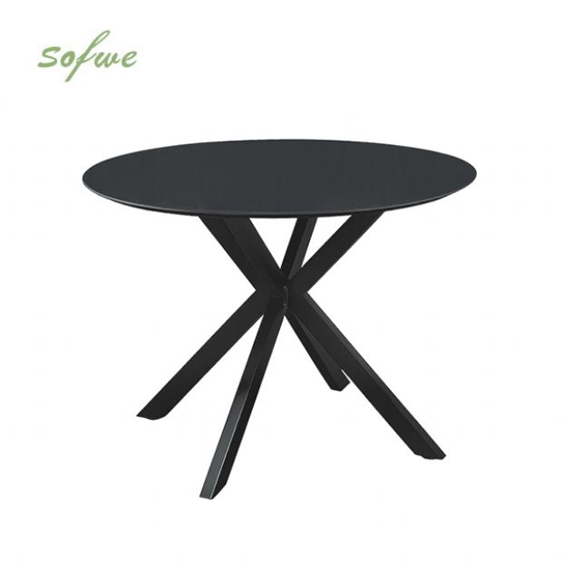 Table de salle à manger d'extérieur ronde avec plateau en verre dépoli imprimé de 5 mm - 11D26F