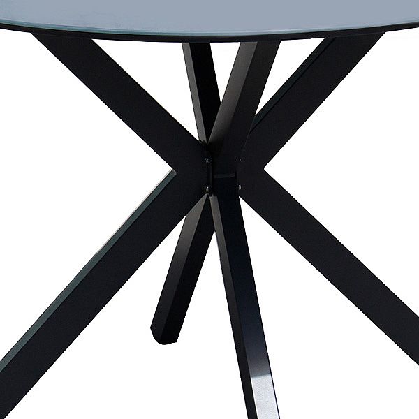 Table de salle à manger d'extérieur ronde avec plateau en verre dépoli imprimé de 5 mm - 11D26F