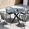 Table de salle à manger d'extérieur ronde avec plateau en verre dépoli imprimé de 5 mm - 11D26F