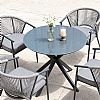 Table de salle à manger d'extérieur ronde avec plateau en verre dépoli imprimé de 5 mm - 11D26F