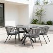 Table de salle à manger d'extérieur ronde avec plateau en verre dépoli imprimé de 5 mm - 11D26F