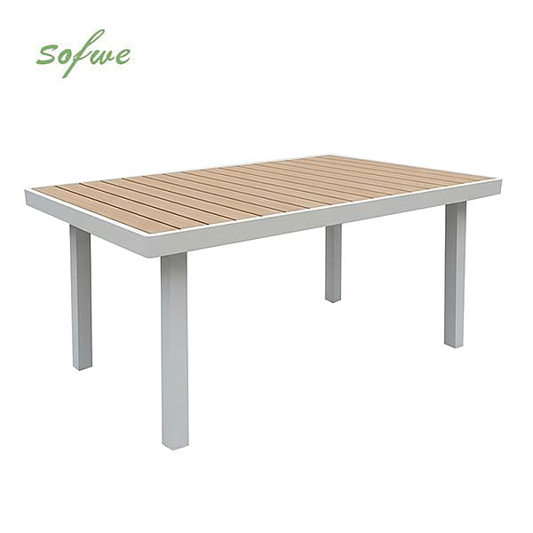 Table de jardin rectangulaire d'extérieur avec plateau en WPC à transfert thermique - 11D26G