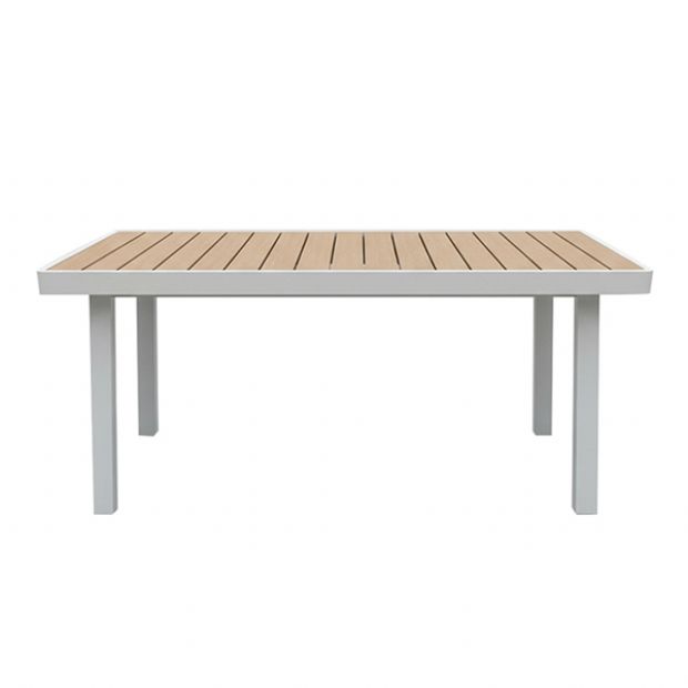 Table de jardin rectangulaire d'extérieur avec plateau en WPC à transfert thermique - 11D26G