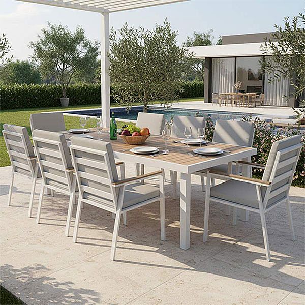 Table de jardin rectangulaire d'extérieur avec plateau en WPC à transfert thermique - 11D26G