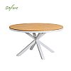 Table à manger d'extérieur ronde avec plateau en composite bois-plastique, idéale pour les terrasses et les jardins - 11D26H