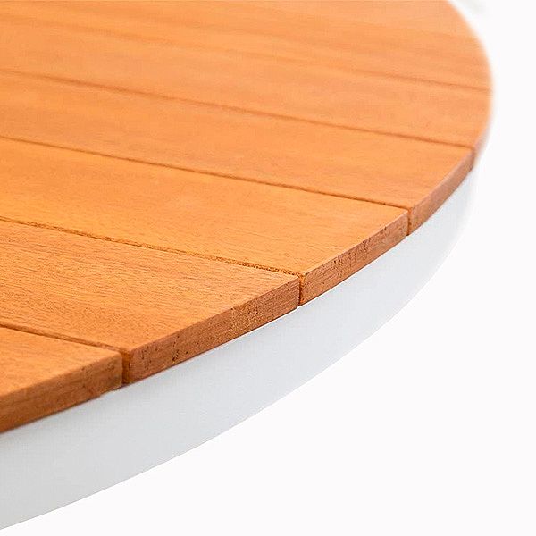 Table à manger d'extérieur ronde avec plateau en composite bois-plastique, idéale pour les terrasses et les jardins - 11D26H
