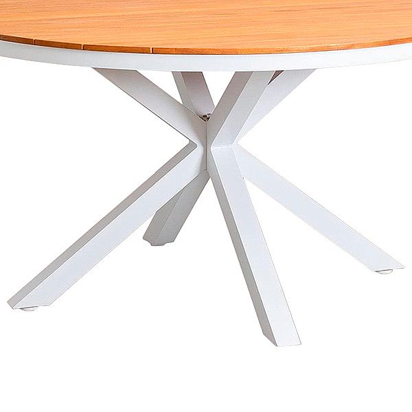Table à manger d'extérieur ronde avec plateau en composite bois-plastique, idéale pour les terrasses et les jardins - 11D26H