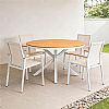 Table à manger d'extérieur ronde avec plateau en composite bois-plastique, idéale pour les terrasses et les jardins - 11D26H