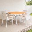 Table à manger d'extérieur ronde avec plateau en composite bois-plastique, idéale pour les terrasses et les jardins - 11D26H