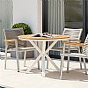 Table à manger d'extérieur ronde avec plateau en composite bois-plastique, idéale pour les terrasses et les jardins - 11D26H