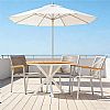 Table à manger d'extérieur ronde avec plateau en composite bois-plastique, idéale pour les terrasses et les jardins - 11D26H