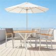 Table à manger d'extérieur ronde avec plateau en composite bois-plastique, idéale pour les terrasses et les jardins - 11D26H
