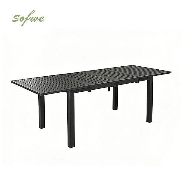 Table de jardin extensible à plateau papillon en aluminium avec trou pour parasol - 11D26B