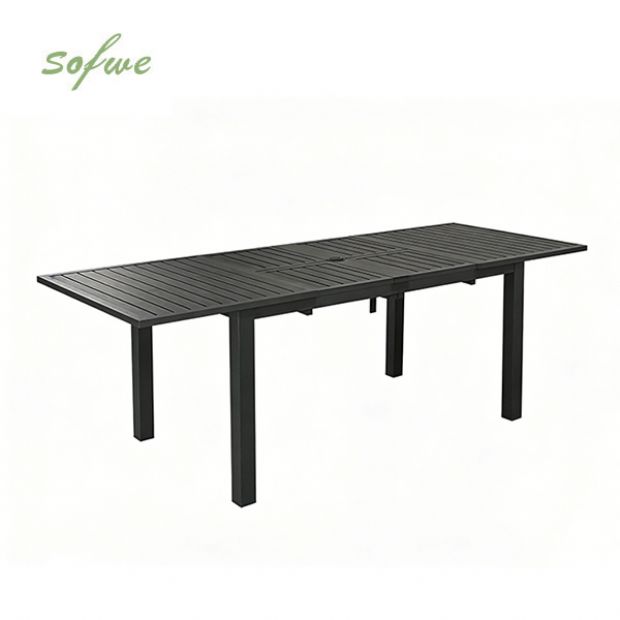 Table de jardin extensible à plateau papillon en aluminium avec trou pour parasol - 11D26B