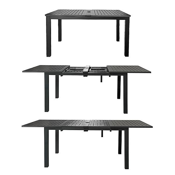 Table de jardin extensible à plateau papillon en aluminium avec trou pour parasol - 11D26B