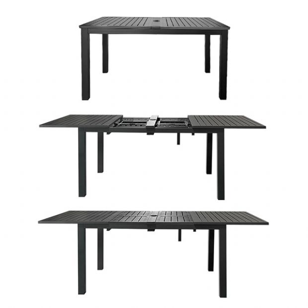 Table de jardin extensible à plateau papillon en aluminium avec trou pour parasol - 11D26B