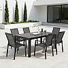 Table de jardin rectangulaire en aluminium extensible à plateau à lattes, pour l'extérieur, en gros - 11D26C