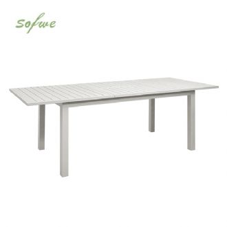 Table de salle à manger extensible en aluminium blanc pour...