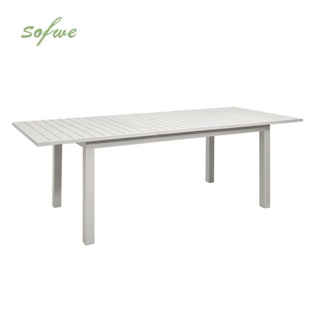 Table de salle à manger extensible en aluminium blanc pour 6-8 personnes - 11D26D