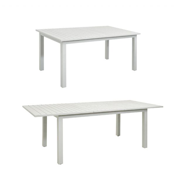 Table de salle à manger extensible en aluminium blanc pour 6-8 personnes - 11D26D