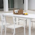 Table de salle à manger extensible en aluminium blanc pour 6-8 personnes - 11D26D